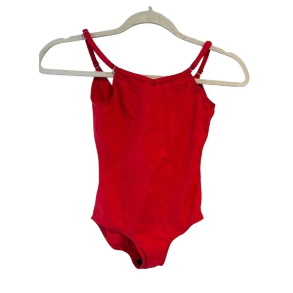 Capezio Girls Red Camisole‎ Leotard Adjustable Straps Size M Medium Dancewear
